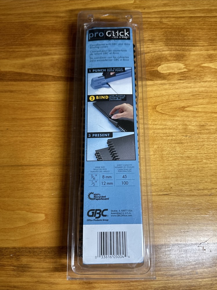 ProClick Modular Binding System Black Spines 5/16” 25 spines in package NEW