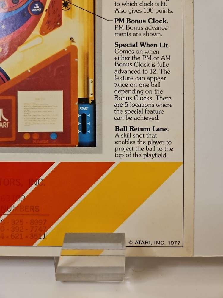 Atari Time 2000 Pinball Machine FLYER 1977 Ad Promo Insert Brochure Original