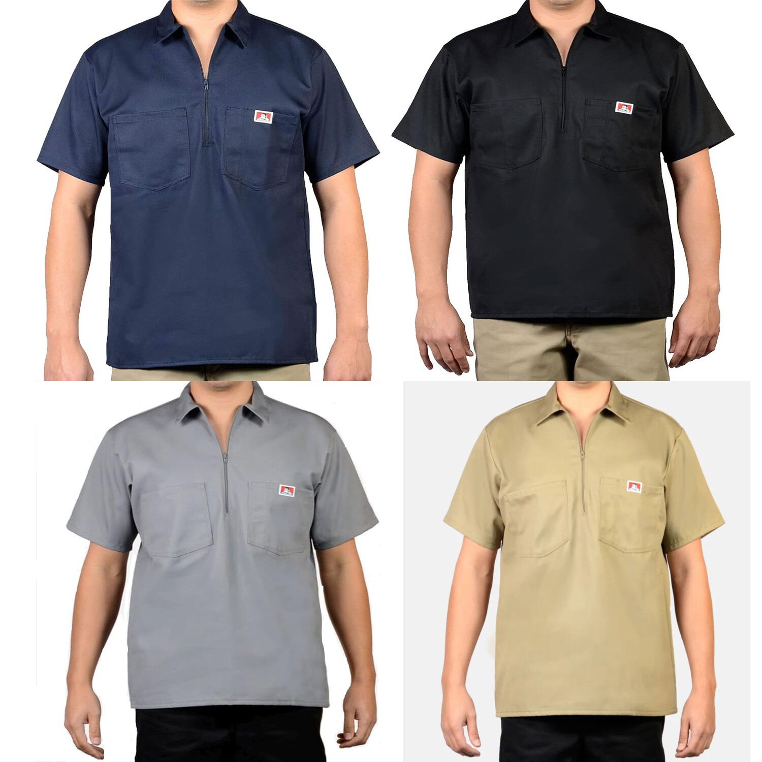 BENDAVIS Solid Short Sleeve 1/2 Zip Shirt, S-5XL, New