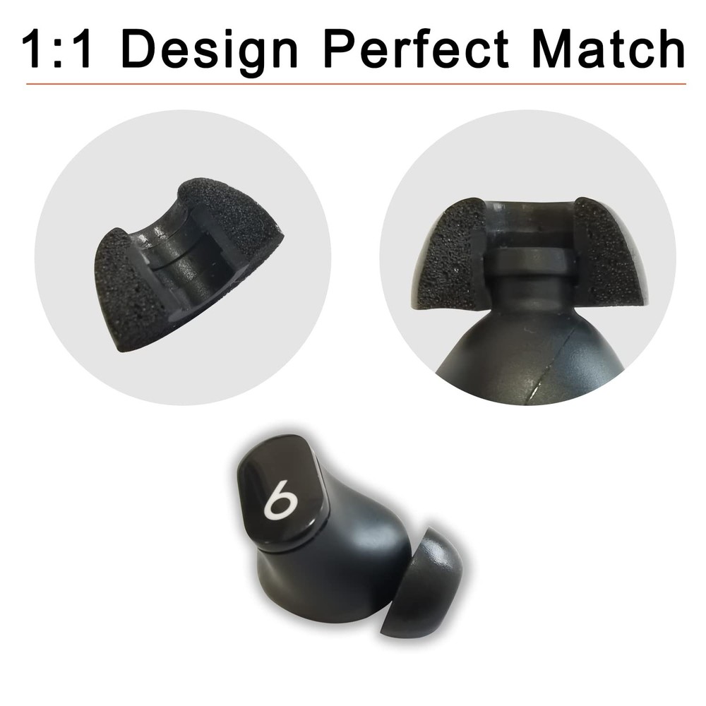 Memory Foam Ear Tips for Beats Earbuds - Universal Replacement LMS, Black