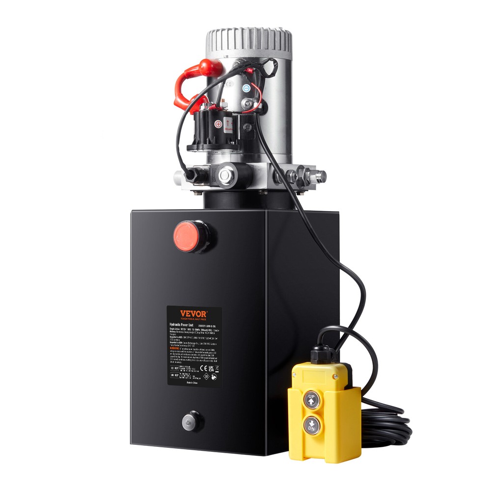 VEVOR Hydraulic Pump 20 Quart Single Acting Dump Trailer Pump Power Unit DC 12V