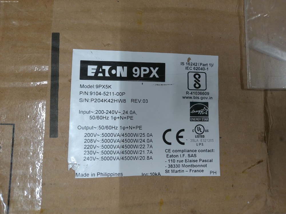 Eaton 9PX5K UPS Output Power Distribution Board – Rear Panel