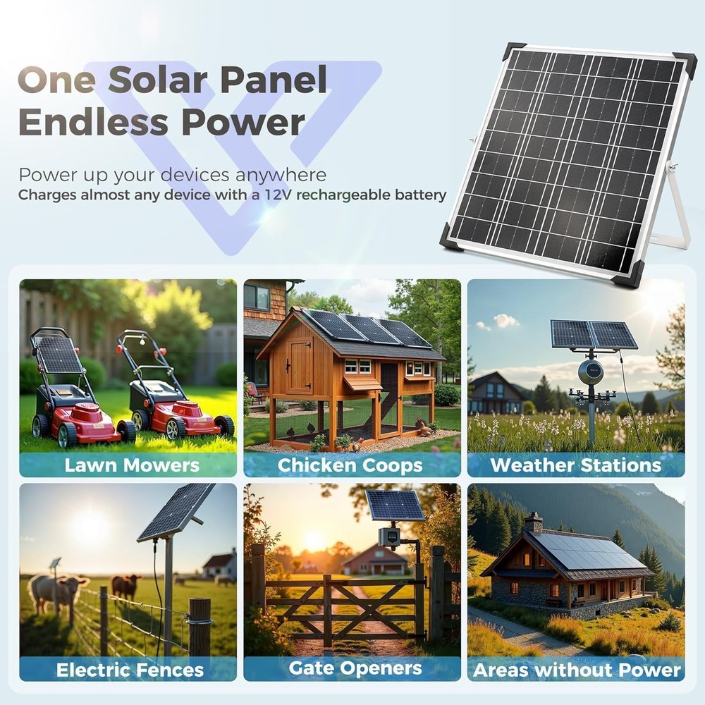 Multi-Layer Protected 12V Solar Charger Kit - Easy, Plug-and-Play Setup