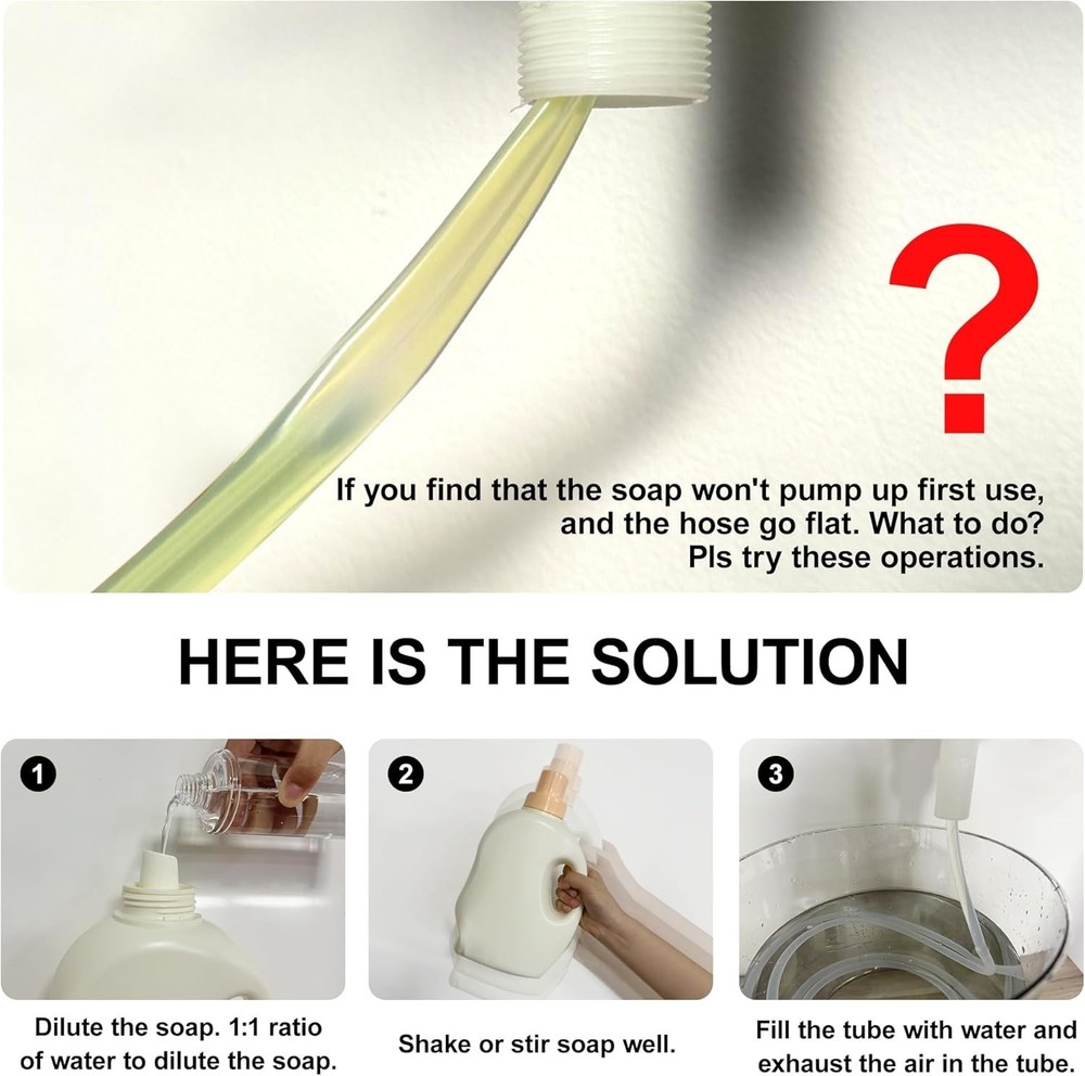 Durable 47” Silicone Soap Dispenser Tube Kit - Effortless Under-Sink Solution