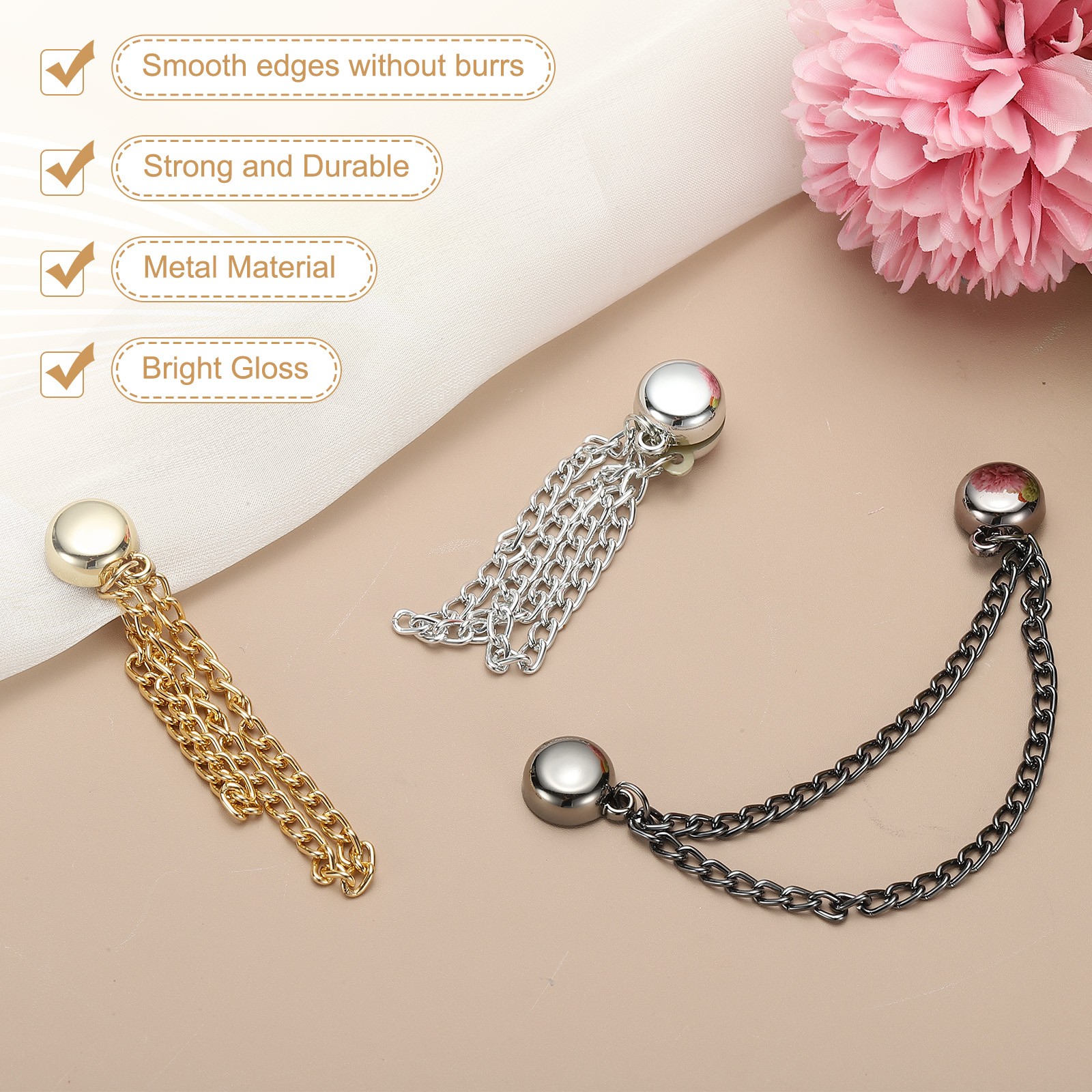 Metal Magnetic Clothing Clips, Magnetic Button Clips,Gold,Black