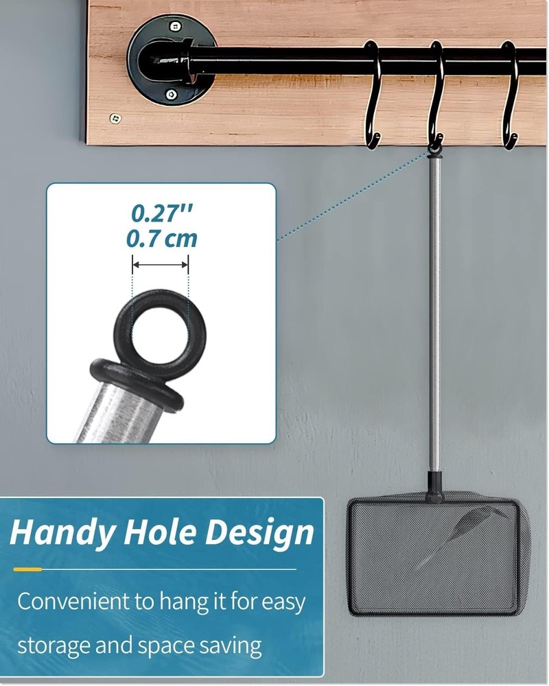 5-Inch Rust-Resistant Fish Net with Expandable Handle for Easy Debris Skimming