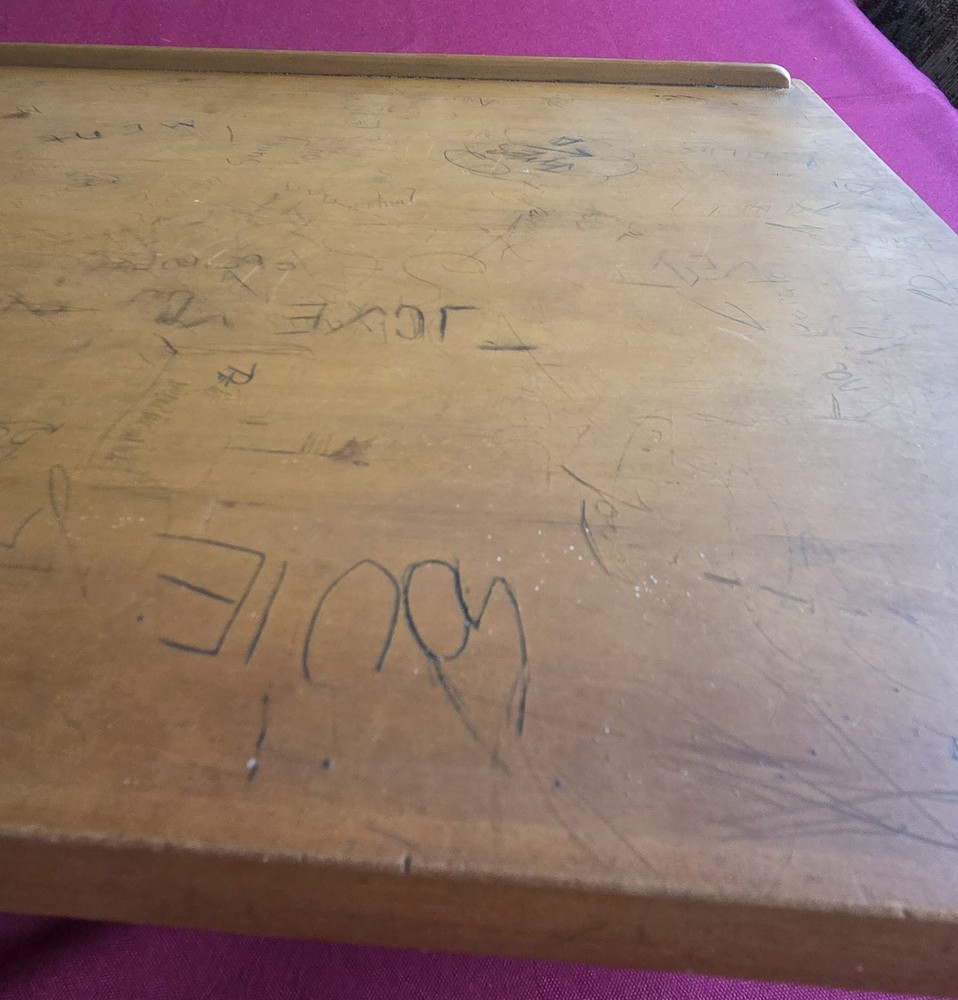 Vintage Original Classroom Solid Wood Rotating Drafting Drawing Table Desk Top