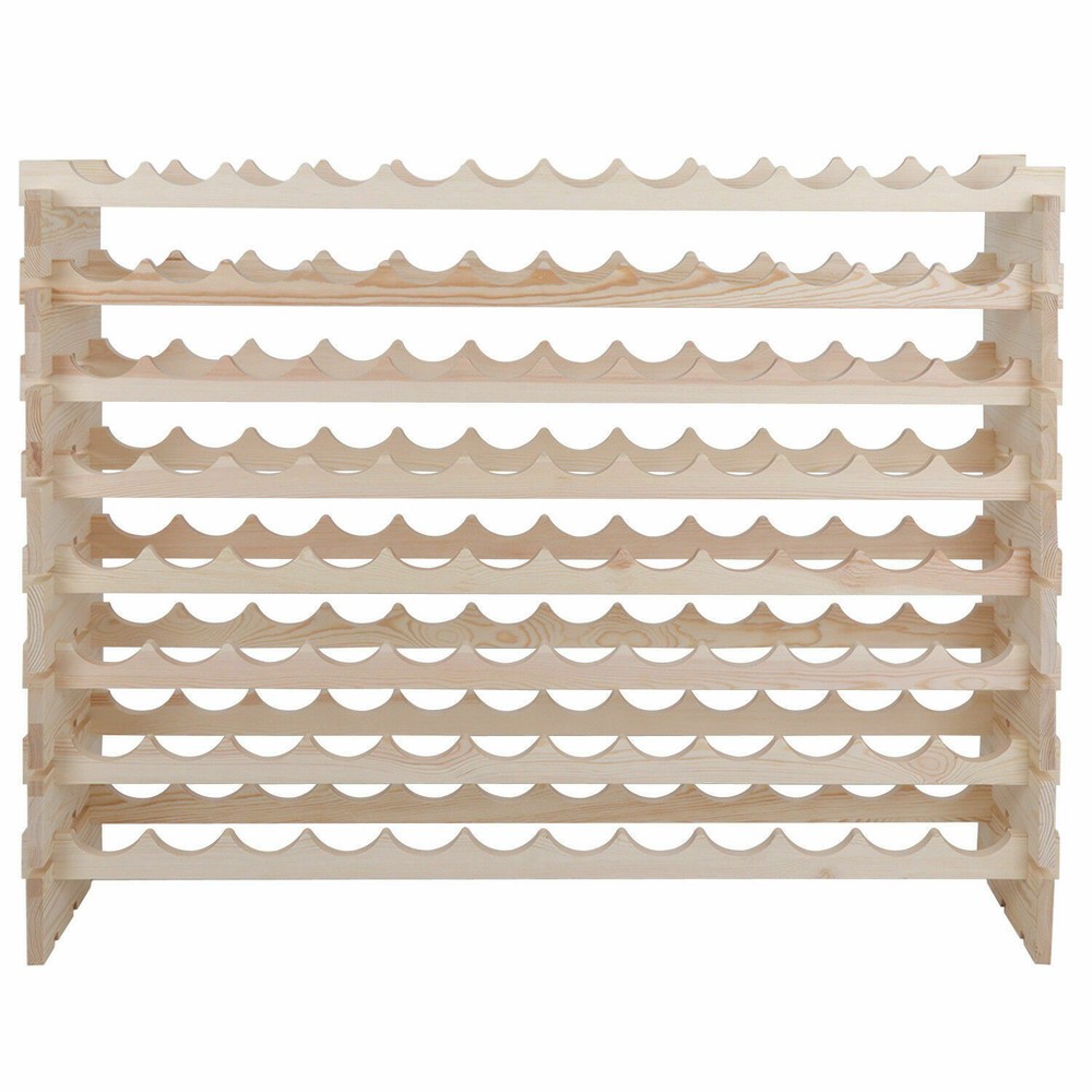 96 Bottles Holder Wine Rack Stackable Storage 8 Tier Solid Wood Display 2X