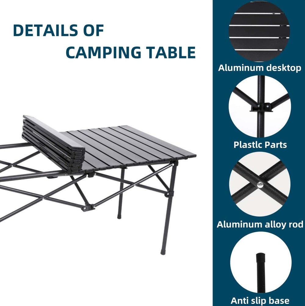 Folding Camping Table, Portable Beach Table,with Portable Bag，Suitable for In...