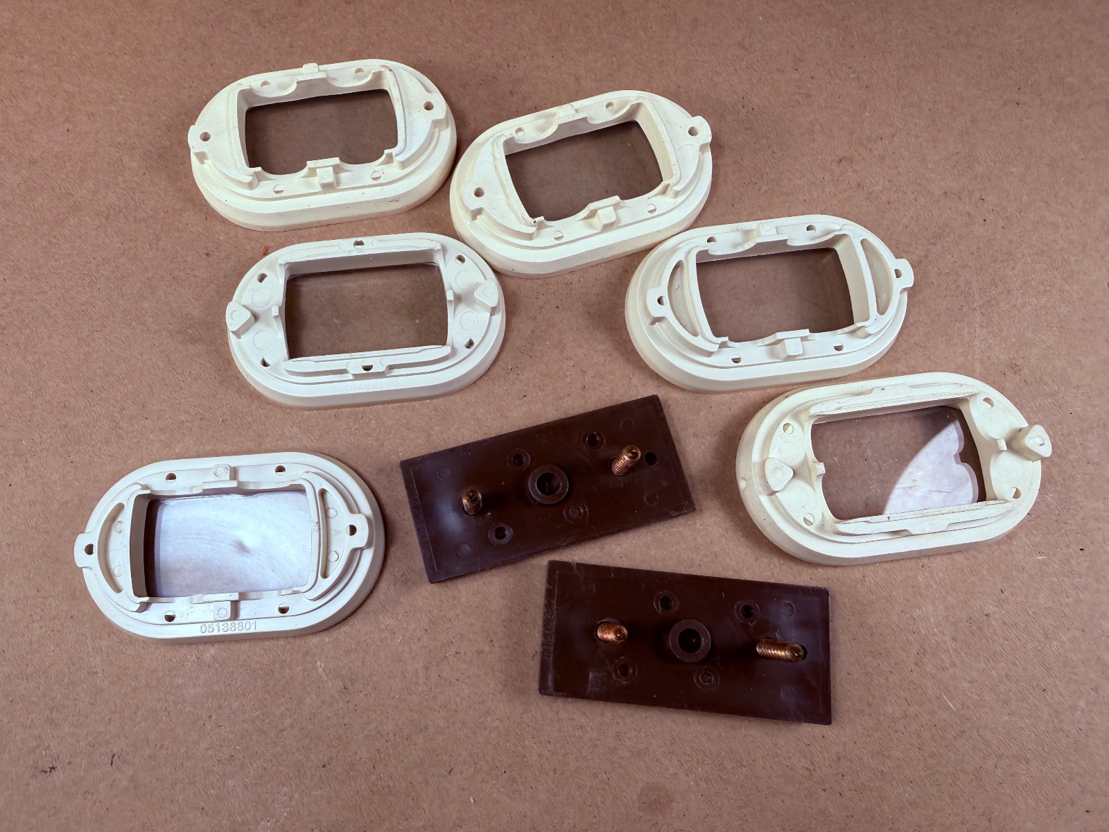 Set of Vintage Stanley Level End Plates Caps with Vial Covers and Surrounds