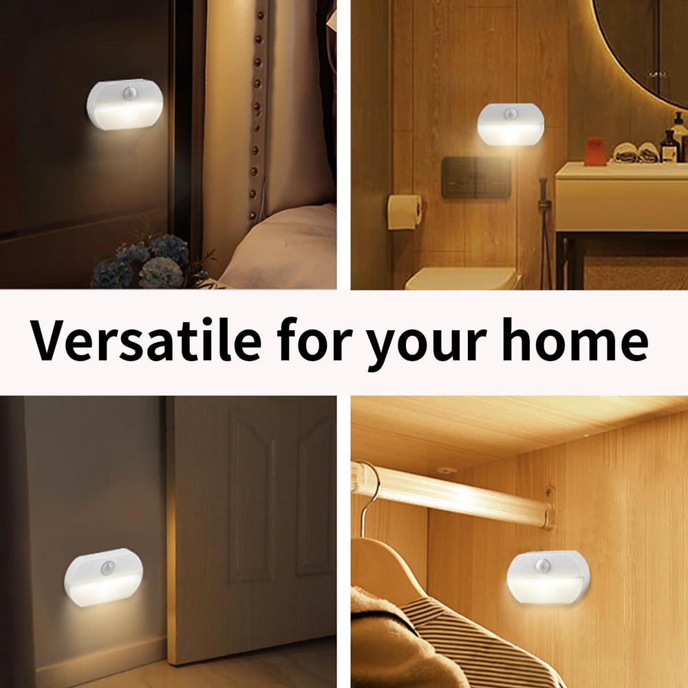 Wotermly 8 Pack Motion Sensor Light Indoor, Closet 8 Count, White
