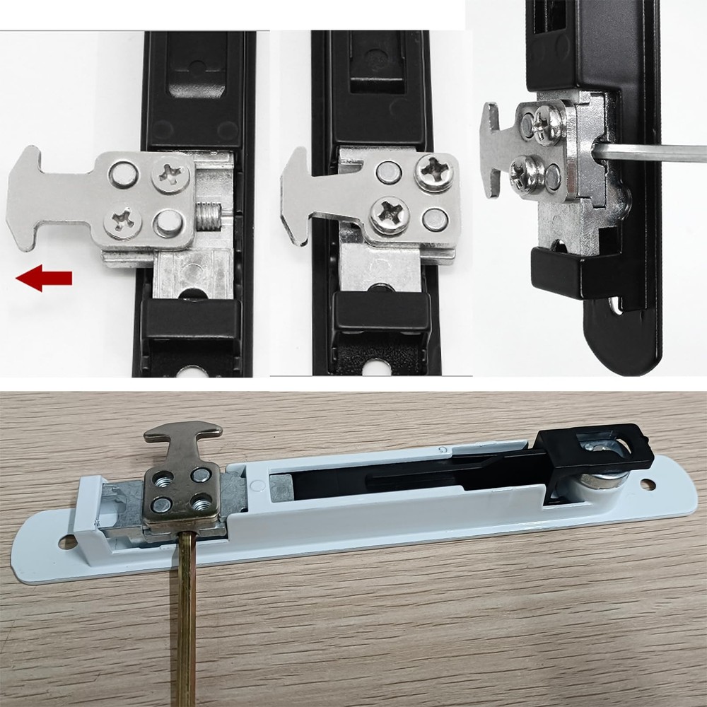 2-Piece Sliding Door Lock with Keys, Embedded Installation, Single-Sided Hook...