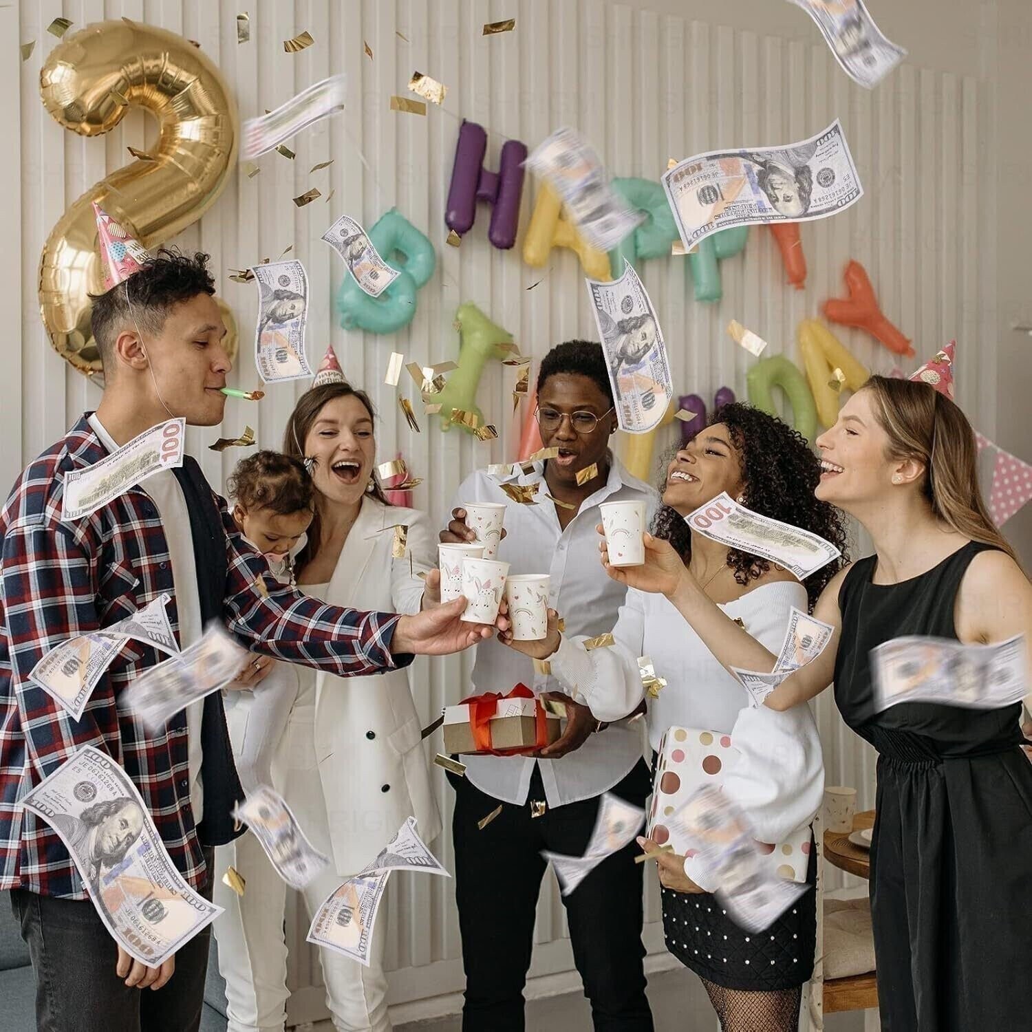 100 pcs Dollar Bills Prop Toys Money Bank Film Cash Paper $10,000 Movie