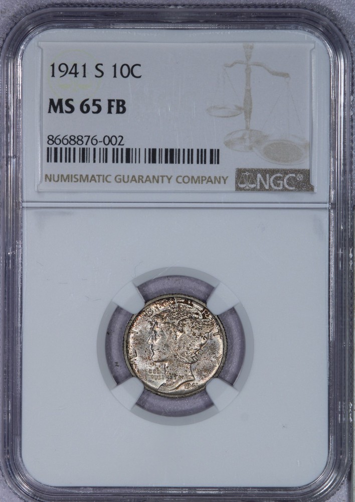 1941 Mercury Dime 10c NGC MS65