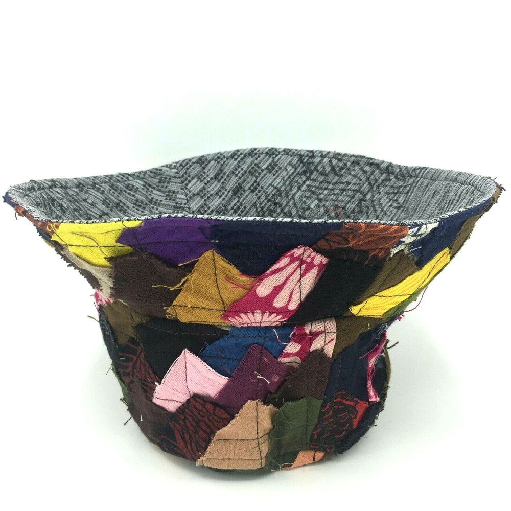 Unique Raw Unisex Handcrafted Patchwork Bucket Hat Fishman Hat Trendy Style E