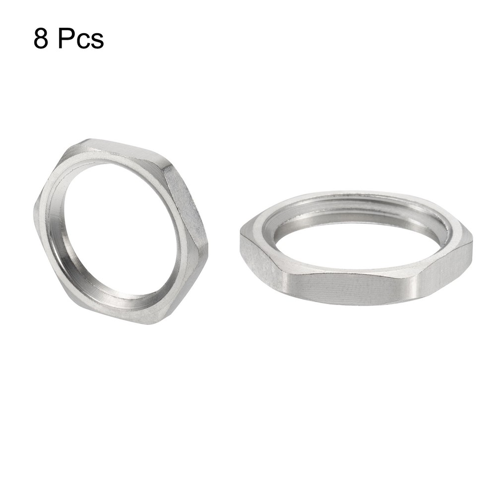 8PCS Cast Pipe Fitting Hex Locknut Nut NPT1/2" Female Thread Silver Tone