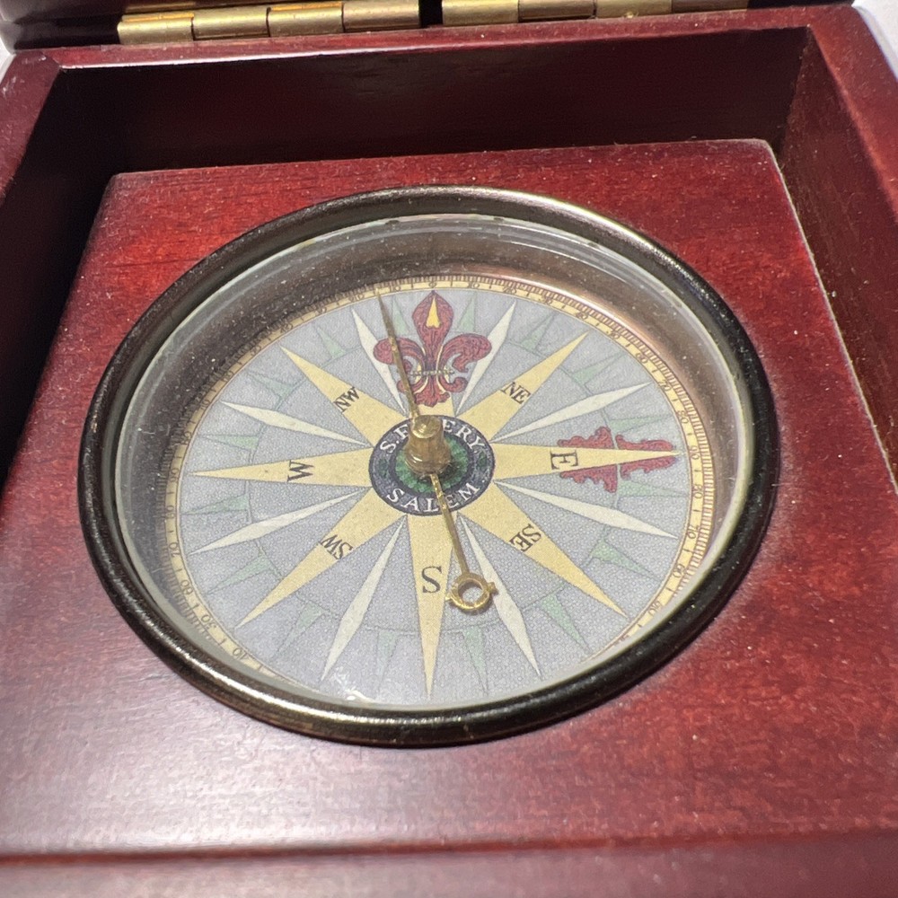 Nautical Compass In Wooden Box