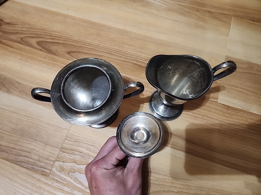 Plated Silver Sugar Bowl And Creamer Server Set