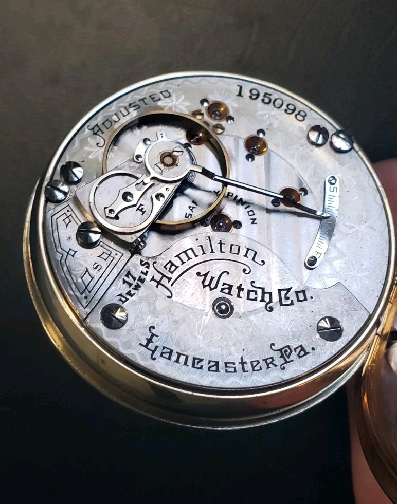 Antique Rare Hamilton Pocket Watch Grade 935, Size 18, Gold Filled 17j Works