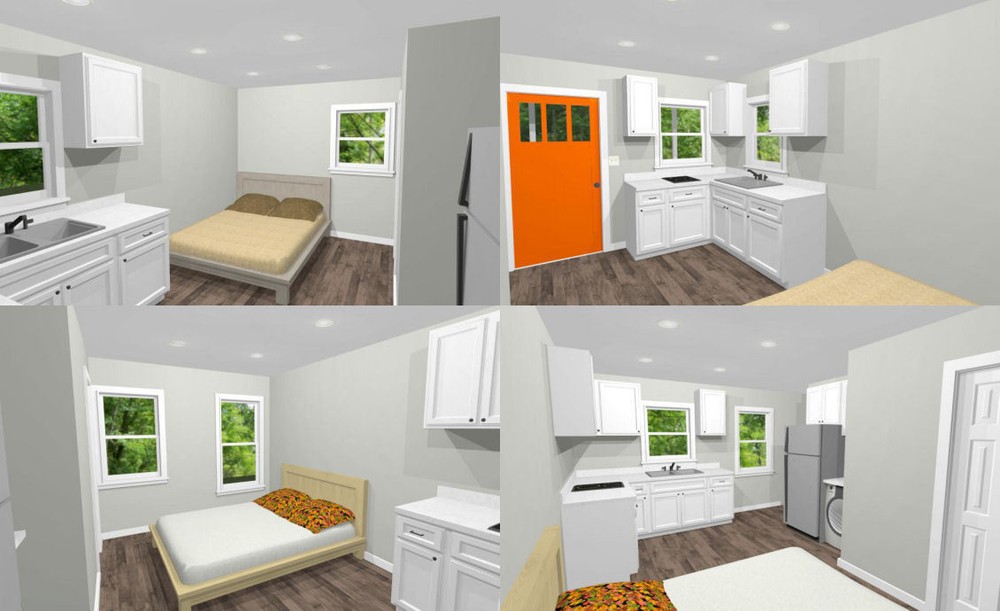 16x16 Tiny Duplex -- 441 sq ft -- PDF Floor Plan -- Model 2K