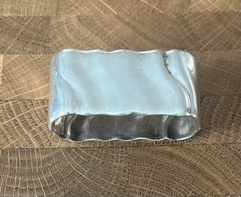 Antique Silver Napkin Ring, Rectangular Shape - .8 ounce