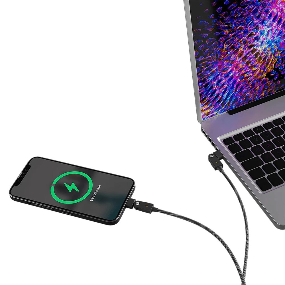 Raycon® Magic Spin 100Watt USB-C® to USB-C® Charge and Sync Cable 3.3 Ft.- Black