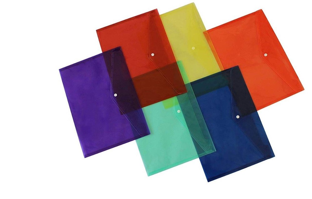 Lightahead LA-7550 Clear Poly Document Folder Snap Button, A4 size, Set of 6
