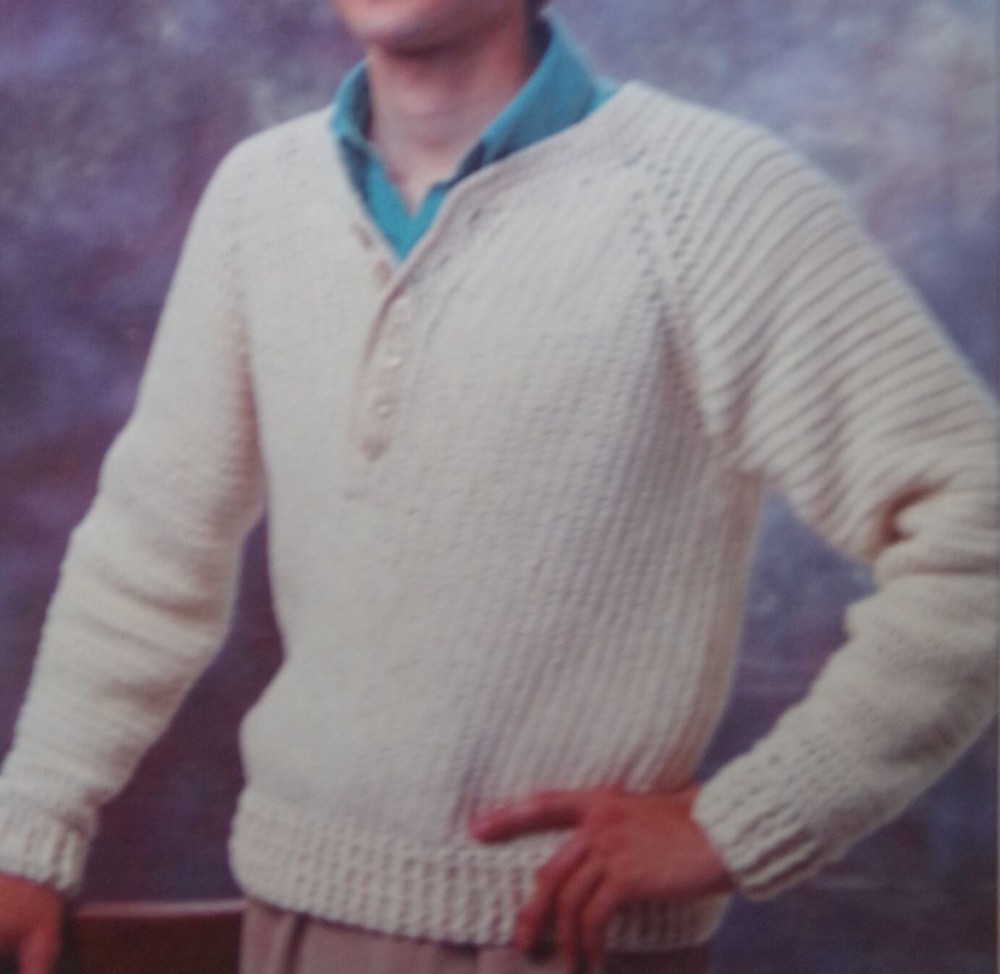 Man's Polo Pullover (#282-8)  vintage  crochet  pattern