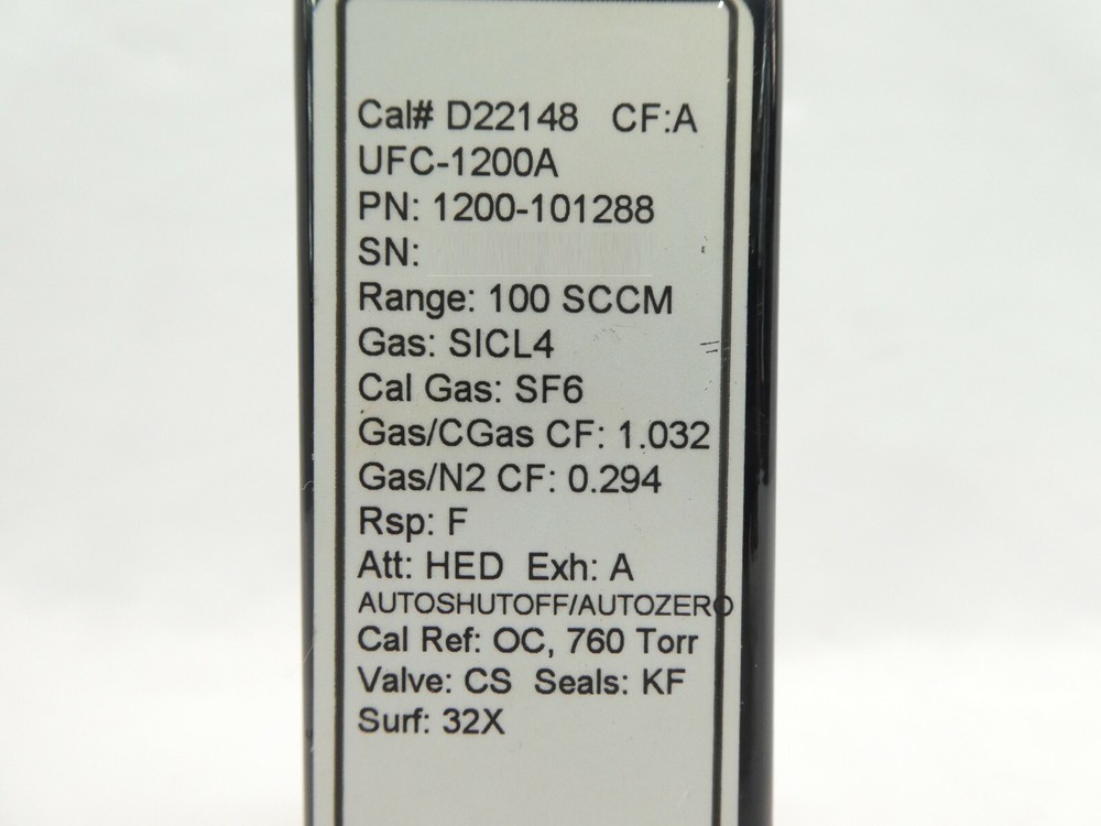 UNIT Instruments 1200-101288 Mass Flow Controller MFC UFC-1200A 100 SCCM SiCl4