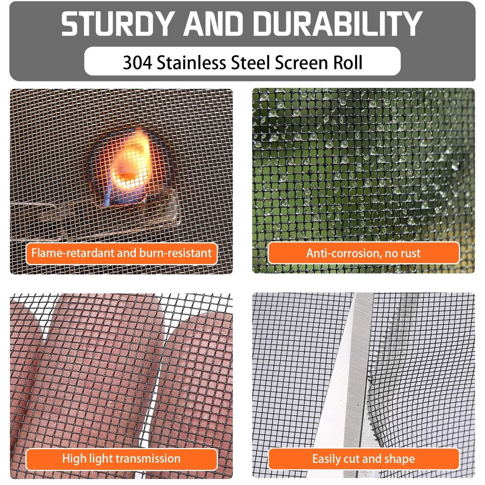 304 Black Stainless Steel Robust & Shielding Window Screen Replacement Mesh S...