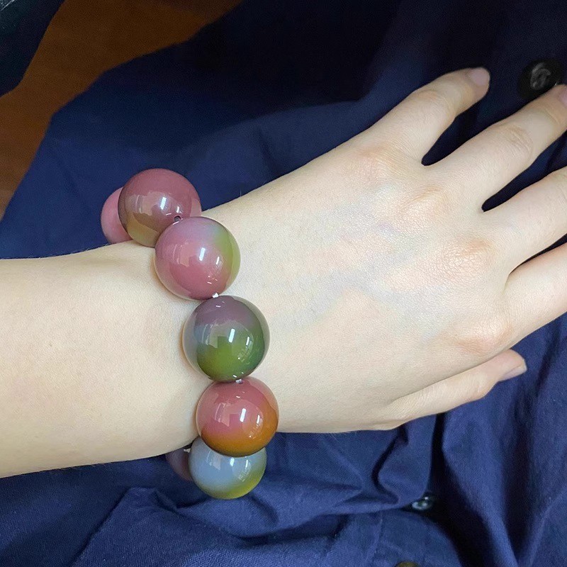 Natural Salt Source Agate Hand String Double Color Full Meat Candy Balls