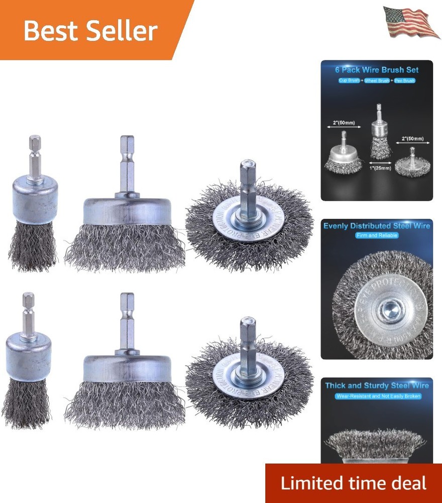 6 Pack Carbon Steel Wire Brush Set for Efficient Rust & Paint Removal Solutions