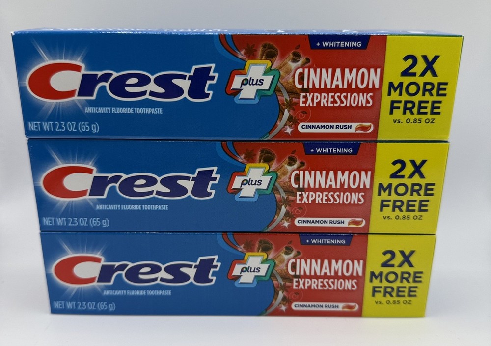 Crest Plus Cinnamon Expressions Cinnamon Rush 2.3 oz 3 Pack Fluoride Toothpaste