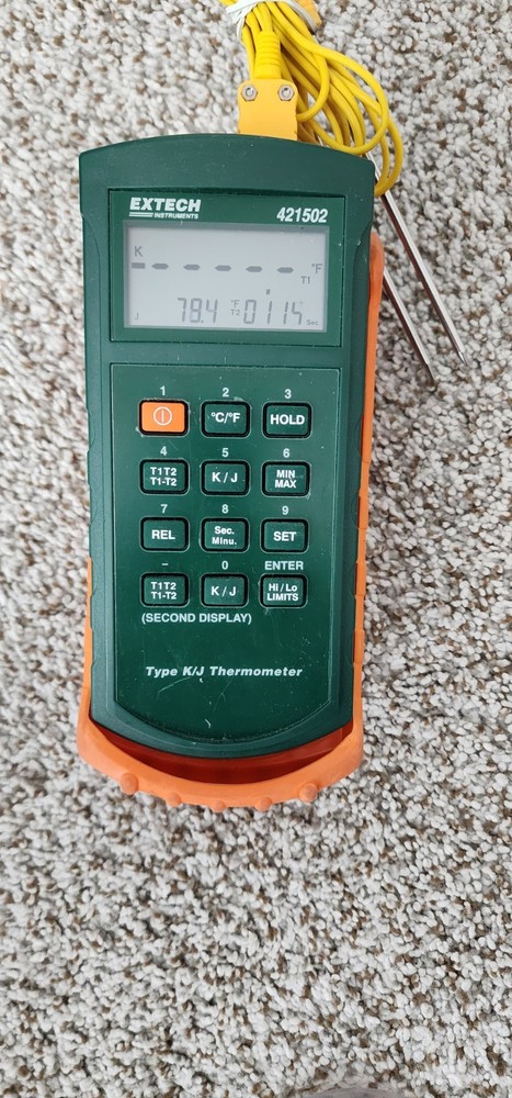 EXTECH 421502 Thermocouple Thermometer,2 In,Type J, K