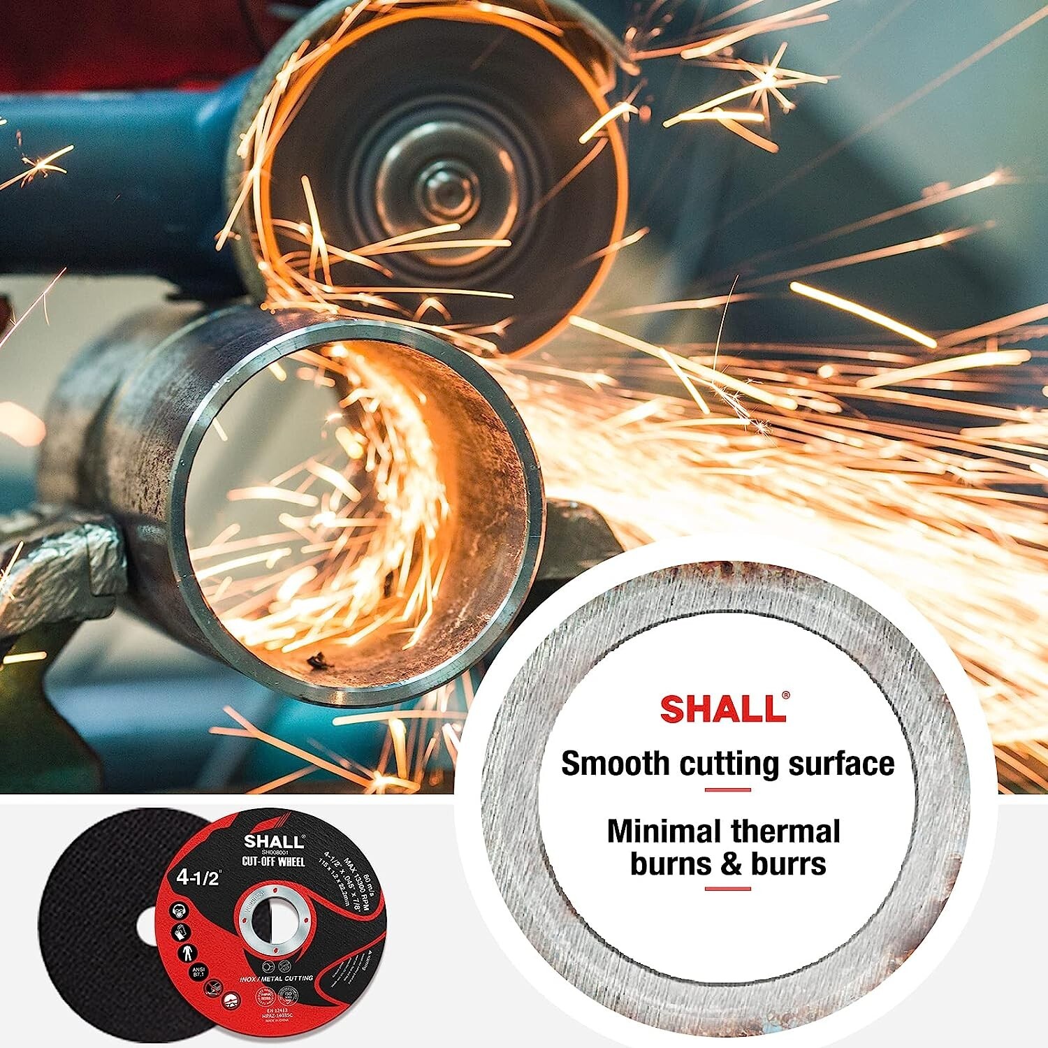 SHALL 50-Pack Cut Off Wheels 4 1/2 x 7/8 Inch`Angle Grinder Fast Cutting Disc US