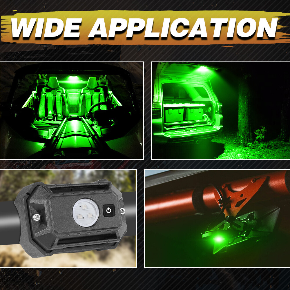 2x UTV LED Dome Light 12V with Switch, Universal Roll Bar Mount LED Lights Green