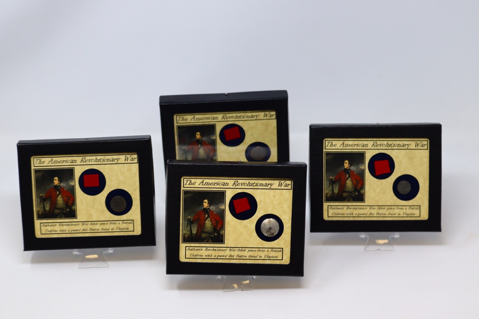 Authentic Revolutionary War Fabric Piece from British Uniform w/ Button in Case