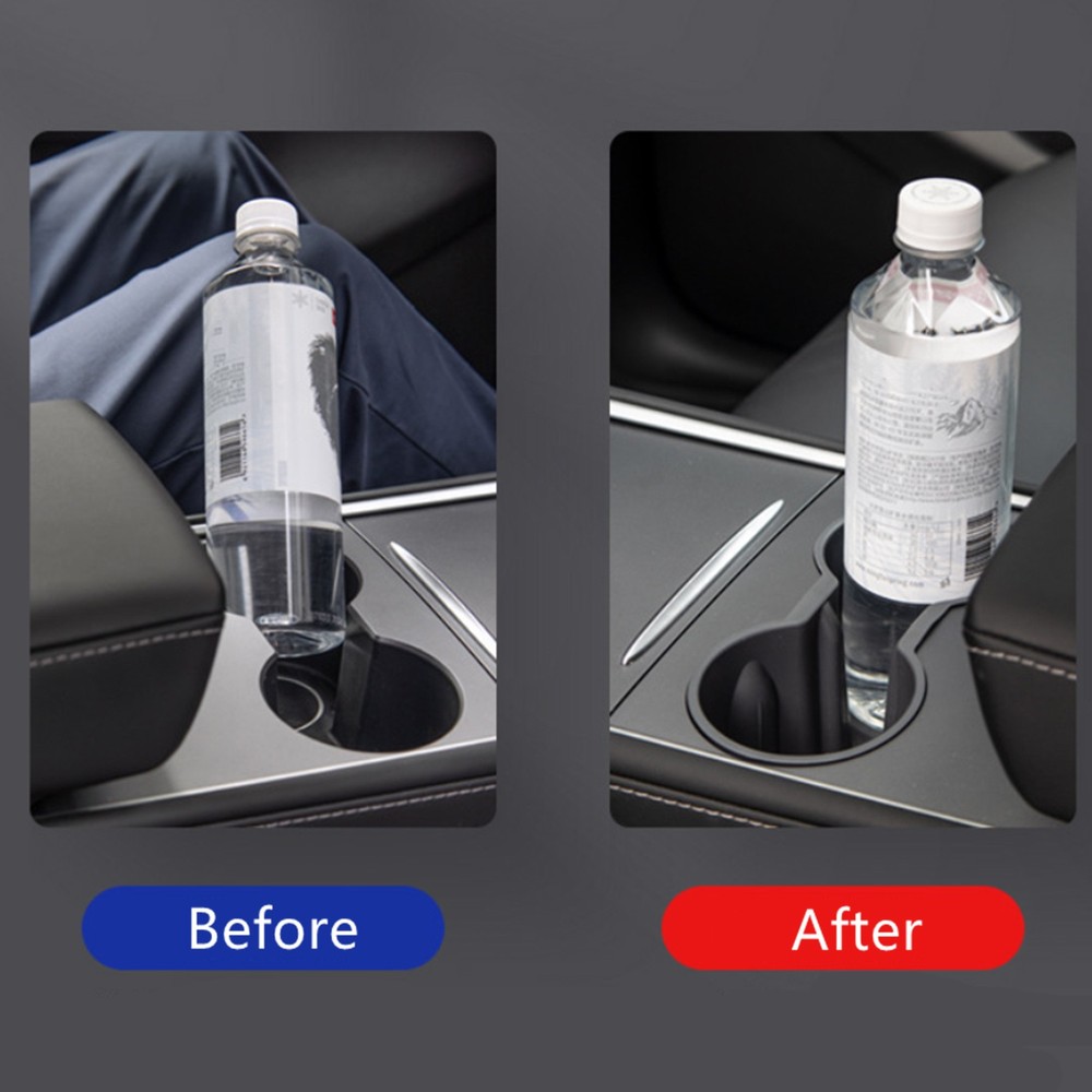 Waterproof Console Cup Holder Insert Double Hole Holder For Tesla Model 3 / Y