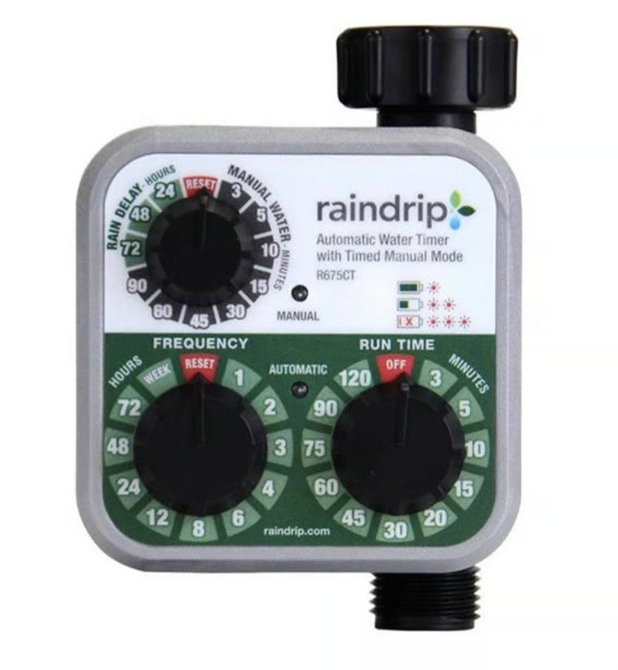 Raindrip R675CT Automatic Irrigation Timer w/ Y-Splitter & Filter – New Open Box