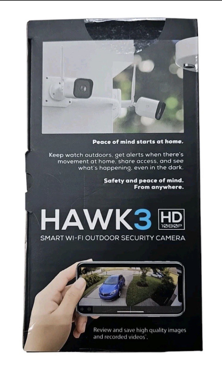 Hawk 3 HD 1080p Outdoor Security Camera Smart WiFi Surveillance Weatherproof