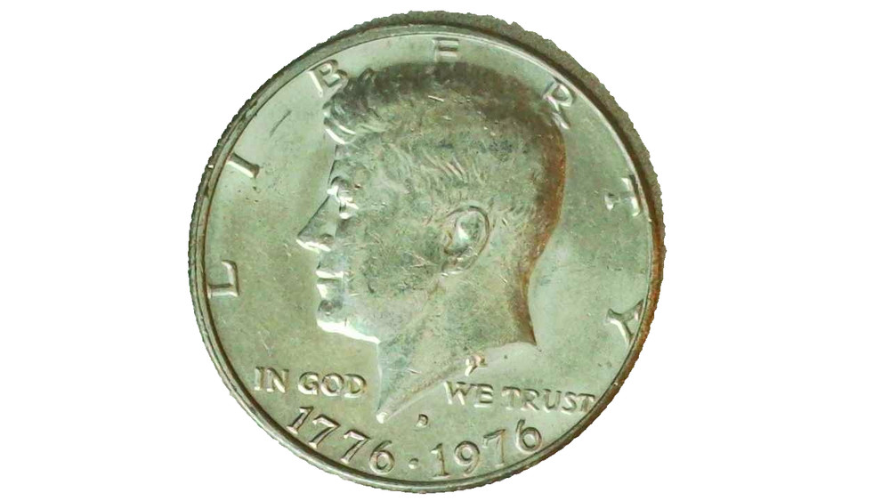 1976D Kennedy Half Dollar Error Coin - Filled "D" Mint Mark Error - 1235