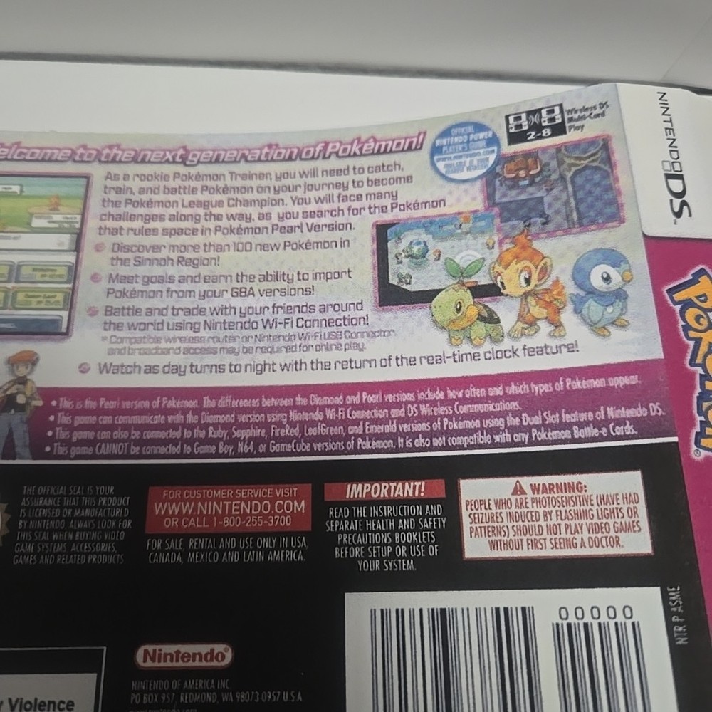 Replacement Case For Pokemon Pearl Version Nintendo DS