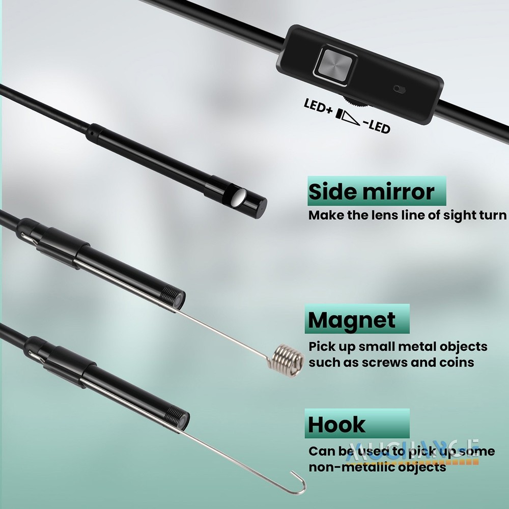 HD 16.4FT Borescope Camera with 6 LED Lights Type-C Waterproof For Android PC