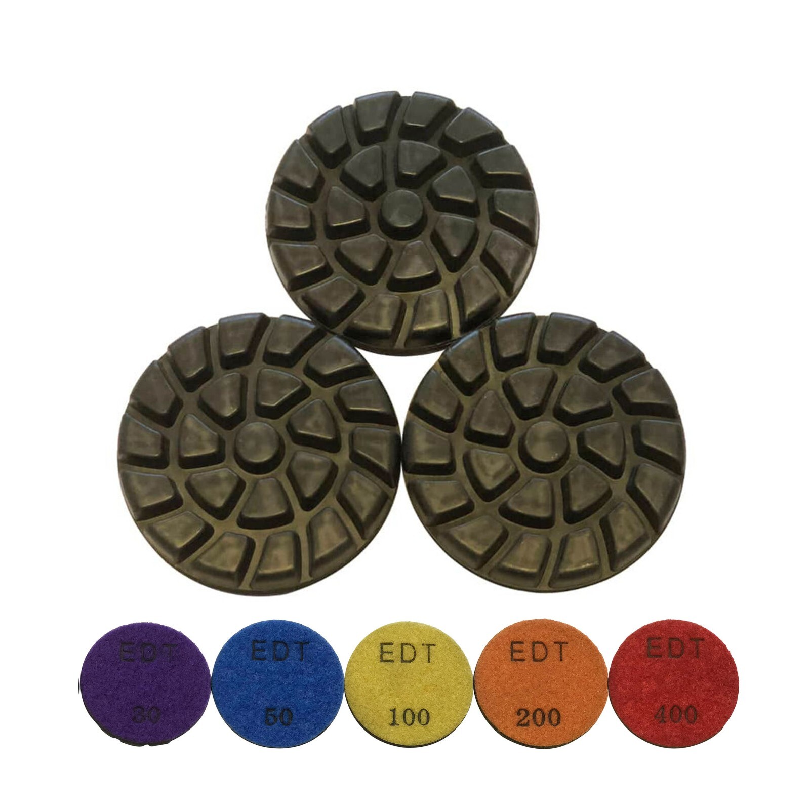3" Hybrid Transitional Diamond Grinding Pads, Set of 3pcs