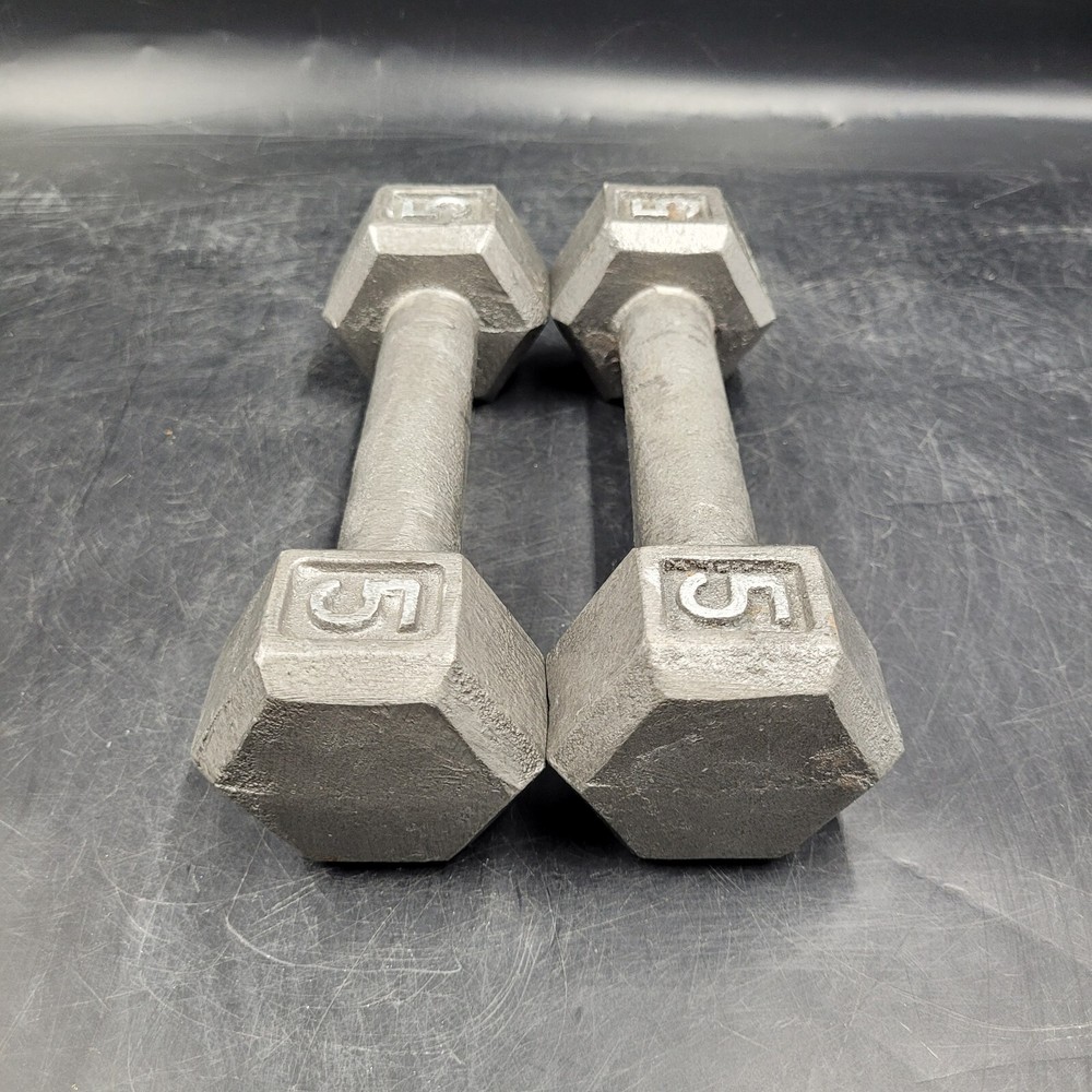 Pair CAP 5lb Hex Dumbbells Cast Iron