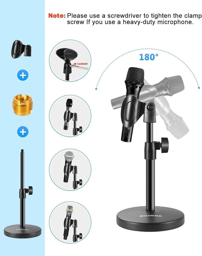 3 in 1 Multi Function Desktop Microphone Stand, Adjustable Table Mic Stand wi...