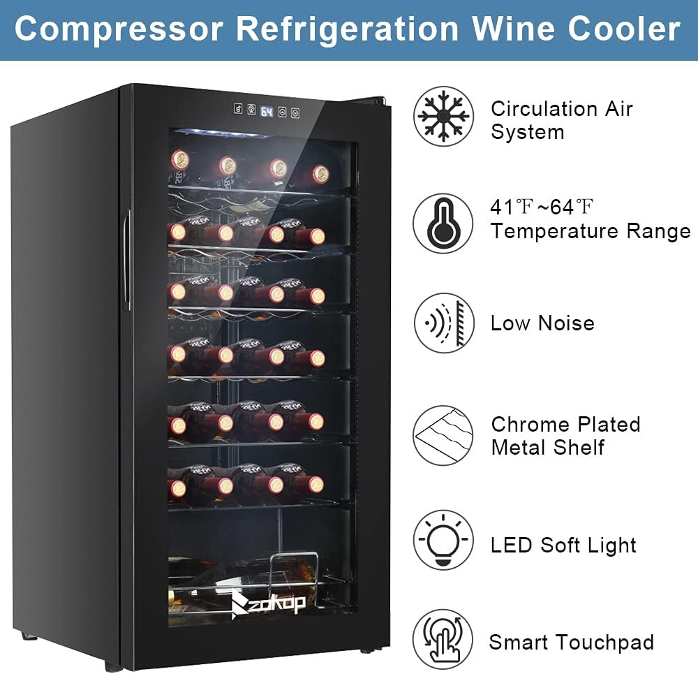 28 Bottle Wine Cooler Refrigerator Mini Fridge Digital Control Adjustable