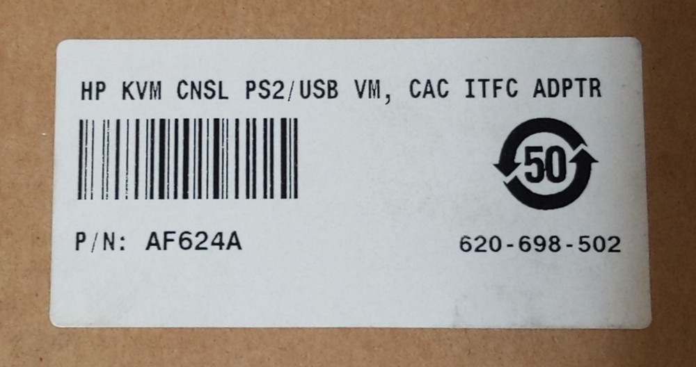 HP AF624A KVM Console PS2 USB Virtual Media CAC Interface Adapter New Sealed
