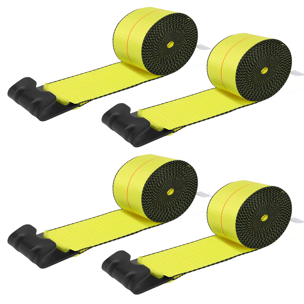 4 Pack Winch Straps, 4" x 30' Heavy Duty Tie Down with Flat Hooks