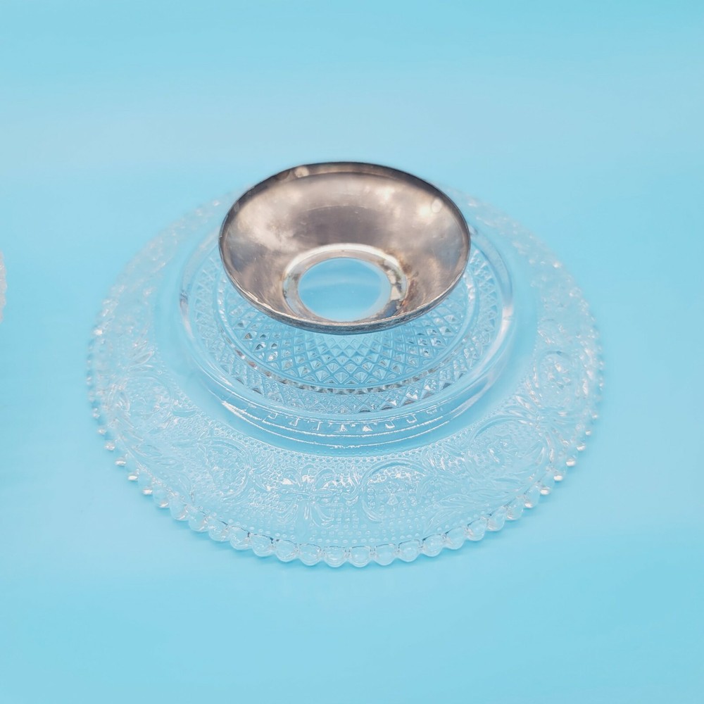 2 Glass KIG Serving Dishes On Silver Plated Base 5.5"